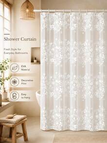 Tirai Mandi Motif Bunga Putih, Tebal, Tahan Air dan Tahan Jamur, Mudah Dipasang, Termasuk Cincin Plastik, Cocok untuk Dekorasi Kamar Mandi dan Pembatas Kamar Mandi, Ruang Mandi, Aksesoris Kamar Mandi, Dekorasi Kembali ke Sekolah. - MultiWarna - View 7