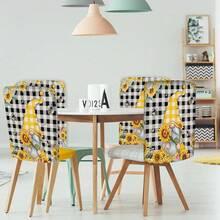 2/4/6er Set, Elfenmuster bedruckte Leinen Esszimmer Stuhlbezüge, vollständiger Stuhlschutzbezug, abnehmbar und waschbar, staubdichte universelle Stuhlbezüge, geeignet für Küchen-Esszimmerstühle, Restaurantstühle, Hotelstühle, Bankettstühle und Heimdekoration - Verschiedenfarbig - Übersicht 9