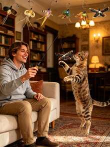 Cat Teaser Toy - Fun Interactive Cat Toy Or Cat Exercise, Cat Teaser Can Bring More Happiness And Fun, Suitable For Indoor Cats. Cat Teaser Toy - Through Interesting Design To Make Your Cat Excited, Improve Cat's Mood And Stress, Suitable For Indoor Cats - View 2