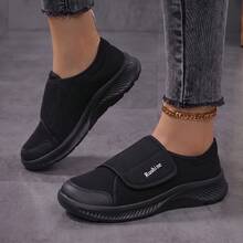 Women's Summer Breathable Mesh Hook & Loop Slip-On Loose Fit Wide Toe Box Soft Sole Lightweight Casual Sports Shoes For Elderly - Black - View 2