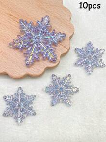 10pcs 30mm Acrylic Transparent Iridescent Snowflake Beads Spacer Pendants DIY Accessories For Car Hanging, Phone Chain, Keychain, Bag Charm - Hanging Snowflake - View 9
