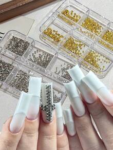 1box Silver Alloy Square Rivet Y2K Nail Charms Gun Black Golden Punk Spike Studs Nail Nail Parts Square Cone Rivets 3D Decoration - Multicolor - View 1