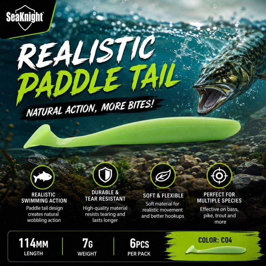 Umpan Ikan Realistis SeaKnight Soft Paddle Tail, Cocok untuk Ikan Bass, Ikan Pike, dan Ikan Trout, Umpan Plastik Lunak Realistis - MultiWarna - View 1