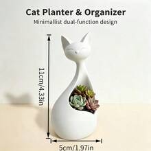 1pc 3D Printed Cat Storage Decor, Tall Vertical Hollow Cat Statue, Entryway Decoration, Luxury Minimalist Key Holder, Modern Animal Sculpture Large Storage Tray For Living Room - Multicolor - View 10