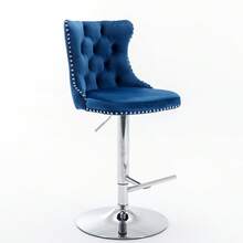 Barhocker - Blau + Samt + Schaumstoff - Übersicht 6
