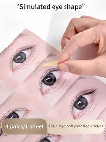 2 Sheets/8 Pairs, Simulated Eye Shaped False Eyelash Practice Stickers, Eyelash Grafting Practice Cardstock, Specialized Training Tool For Eyelash Beauty For Novice Simulated Eye Learners - Multicolor - View 4