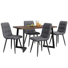 Dining Table Set With 4 Chairs, Grey - Modern Kitchen Table For Living Room And Dining Room - Walnut - View 3