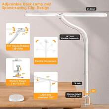 夾式 LED 檯燈附遙控器，建築師檯燈 4 段可調式燈臂，1800LM 高亮度，護眼檯燈，適用於居家辦公、閱讀、學習、雙螢幕、工作檯 - 1PC - 查看 5