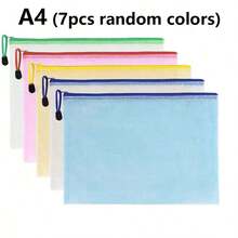 14/7/5/1pc Waterproof A3A4 Zippered PVC Project Folders With Colorful Grid Design - Art And Document Organizer Bags - Color - View 18
