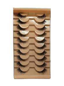 10 Pairs Cat Eye Half Lash False Eyelashes, Natural Eye-Enlarging, Versatile For Dates And Vacations, Ge Zhai, Fairy Hair Accessories, Thick Eyelashes, Tip Eyelashes, Dense Eyelashes, Eyelash Rod Care, Grow Eyelashes One By One, Use Eyebrow Brush To Create Cat Eye Makeup, Pair With Yukata, Nail Care Products, Eyelash Care Products And Holiday Accessories - Multicolor - View 10