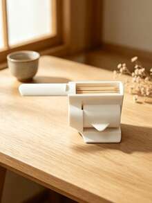 1/2pcs Minimalist Press-To-Pop Toothpick Holder, Dust-Proof Storage Desktop Toothpick Dispenser, One-Click Press To Retrieve Toothpicks, Keeps Clean And Hygienic, Practical Desktop Organizer For Living Room, Dining Table, Kitchen - View 5
