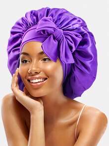 1pc Women's Satin Ribbon Sleep Cap Adjustable Tie Headscarf Beauty Hair Care Bonnet Suitable For Daily Use - Multicolor - View 12