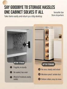 20cm/7.8 Inch Narrow Gap Storage Cabinet, 3-5 Tier Flip Lid Storage Cabinet, Thickened Plastic Rolling Storage Cabinet, Multi-Layer Living Room Clothing Home Dust-Proof Storage Rack, Room Decor, Kitchen Accessories, Christmas, Bedroom Decor, Home Decor - View 7