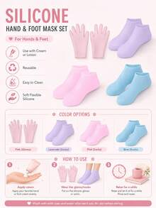 4pcs/2pcs Silicone Hand & Foot Mask Covers, Unisex Moisturizing Anti-Cracking Hand & Foot Care Socks, Heel Repair Softening Callus & Keratin, Reusable Washable Hand Foot Spa Socks, Silicone Material Fits Hands & Feet, Suitable For DIY Hand & Foot Care Masks - Multicolor - View 2