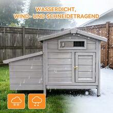 Raised Coop With Wooden Nesting Box, Protects Chickens From Predators And Is Easy To Clean - 淺灰色 - 查看 5