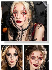 Halloween Diamond Stickers Witch Cosplay Face Decoration Cross Scar Rhinestone Stickers - Multicolor - View 7
