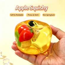 1pc Fruit Squeeze Toy, Realistic Apple Stress Relief Toy, Creative Banana Squeeze Ball, Handmade Popular Item - Multicolor - View 4