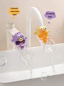 1pc Cartoon Fish Shaped Faucet Extender, Silicone Splash Guard, Dual Interface Design, U-Shaped Anti-Splash, Bathroom Accessory - Multicolor - View 4