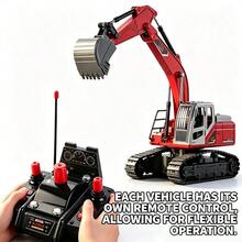 Remote Control Excavator Toy With Dump Truck Loading, Rotating Function, Battery Operated, Boys Remote Control Toy With Lights And Sound Effects, High-Quality Construction Vehicle Toy Gift, Suitable For Children 6 Years And Older - Multicolor - View 3