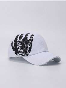 1pc Unisex Graffiti Print Baseball Cap, Distressed Curved Brim Dad Hat, Lightweight Breathable Adjustable Streetwear Style, Suitable For Summer Outdoor And Daily Wear - A - View 11