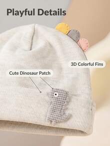 1pc Baby Dinosaur Shaped Soft Warm Knitted Beanie Hat, Full Moon/100 Days Photo Prop, All Seasons - 1PC - View 5