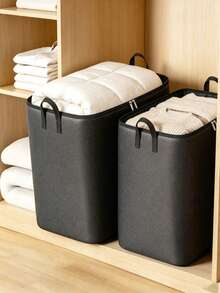 1pc Portable Large Capacity Oxford Cloth Storage Bag, Waterproof And Moisture-Proof, Durable Zipper, Suitable For Seasonal Clothing, Bedding, Toys Storage, Storage Room Organization, Moving, Travel, Multi-Functional Handheld Travel Storage Bag - Black - View 5