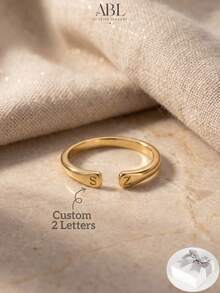 Custom Initial Ring, Personalized Letter Ring, Dainty Gold Adjustable Ring, Open Couple Ring, Minimalist Jewelry, Anniversary Gift For Her - Multicolor - View 1