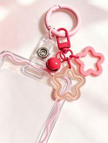 Transparent ID Card Holder With Star Bell Keychain, Durable And Fashionable, Designed For Women. Made Of Playful And Practical Plastic Structure, Essential For Campus Life, Beautiful Design, Equipped With Star Bell Buckle, Can Store ID Card, Bank Card, Bus Card And Keys, Essential ID Protection Holder For Campus Life, Essential For Students, Practical And Fashionable, Fashionable Keychain, Suitable For ID Card, Credit Card, Bus Pass And Keys, Back To School Season, Graduation Season, Teacher's Day - Multicolor - View 7