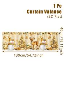 1Pc Christmas Curtains Valance, Sunshade Curtain With Snowman/Elk/Christmas Tree Design, Christmas Curtain Panel, Kitchen Printed Short Curtains, Merry Christmas Decoration, Christmas Decoration, Christmas Eve Decoration, Christmas Home Decor, Xmas Decor, Kitchen, Bedroom, Bathroom Decor - Multicolor - View 12