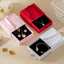 1pc Luxury Jewelry Storage Box, Portable Handheld Drawer Style Gift Box, Multi-Layer Necklace Ring Bracelet Organizer, High-End Decorative Jewelry Packaging Box - Multicolor - View 3