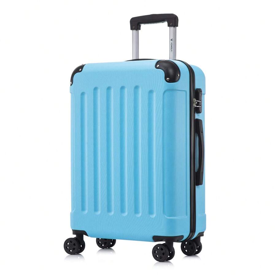 YONSLY Hard Shell Suitcase 16/20/24/28 Inches With 4 360° Wheels Sturdy Double Zipper Combination Lock Mesh Pocket Soft Rubber Handle Travel Suitcase - 淺藍 - 查看 1