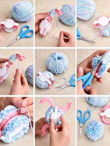 5/1pc Pom‑Pom Maker Set,Plush Toy Ball Make, Knitting Tool Set, DIY Handmade Woolen Ball Knitting Needle Craft, Including Thread Scissors And Scissors,Weaving Tools, DIY Crafts, Hat And Scarf Decorations, Pendant Makers - Multicolor - View 8