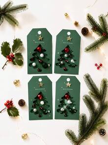 49pcs Christmas Pine Tree & Gold Star Gift Tags - Holiday Hanging Tags, Suitable For Packaging And Gift Box Decoration, Rustic Style Gift Wrapping | Artistic Gift Tags - Christmas Tree - View 3