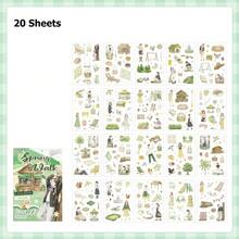 20 Sheets/80 Sheets PET Sticker Book With Cute Decals For Journaling Scrapbooking Hand Account Craft DIY Decorative Sticker - Stickers - View 8