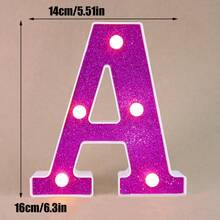 1pc 16cm Purple LED Letter Light, Alphanumeric Night Light, Battery Powered LED Light, Light‑Up Number Sign For Anniversary, Birthday Party Decoration, Wedding Background Decoration, Christmas And Halloween Party Home Bedroom Night Light. - Purple - View 18