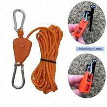 Ratchet Pulley Tent Guy Line With Metal Hook, 4mm Thickened Reflective Polyester Rope, Adjustable Tightening Canopy Awning Fixing Rope Buckle, Outdoor Camping Windproof Reinforcement Accessory, Wear-Resistant Anti-Stretch Tent Tightening Rope - Multicolor - View 3