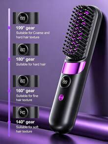 SKYWORTH 1800mAh Wireless Electric Hair Straightener Brush, Travel Size Rechargeable Straightening Comb, Portable Mini Hair Styler For Home & Trip - Multicolor - View 11