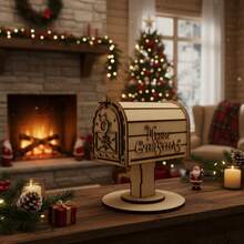 Trimplot Laser Decorative Christmas Mailbox MDF Merry Christmas With Base - 1PC - View 2