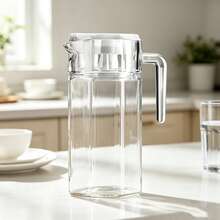 1.5 L Glass Carafe With Lid, Equipped With Handle And Spout For Water And Juice - White - View 1