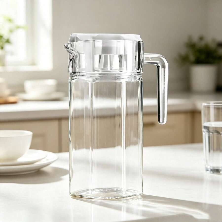1.5 L Glass Carafe With Lid, Equipped With Handle And Spout For Water And Juice - White - View 1