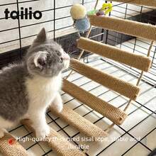 Exquisite Wall-Mounted Wooden Cat Climbing Ladder, Durable Sisal Scratching Rope, Space-Saving Indoor Cat Bridge Furniture, Reliable Pet Activity Structure, 3 Sizes Available: 50cm, 150cm, 200cm, Sturdy Home Kitten Toy Supplies - Ginger - View 10