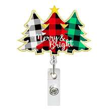 1pc Christmas Acrylic Christmas Tree Candy Cane Transparent Retractable Badge Reel - Multicolor - View 4