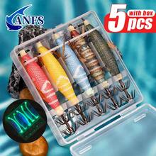 ANFS 5pcs Premium Horizontal Shrimp Squid Jig Kit -Saltwater Fishing Lures Shrimp Prawn Lures For Cuttlefish Octopus - Multicolor - View 3