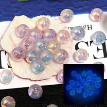 20pcs 12/16mm Acrylic Beads Shooting Star Glowing Round Beads For DIY Jewelry Making, Suitable For Phone Straps, Beaded Pens, Keychain Accessories - Multicolor - View 4