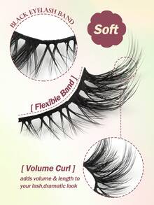 MAANGE 10 Pairs CC Curl Half-Length Criss-Cross False Eyelashes, Lightweight Stem, Soft Cat Eye Style, 3D Natural Voluminous False Eyelashes, Suitable For Daily Makeup - Multicolor - View 8