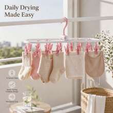 12-Clip Foldable Drying Rack, Suitable For Drying Baby Socks And Towels, Applicable For Nursery, Can Be Used For Storing Baby Supplies - Multicolor - View 2