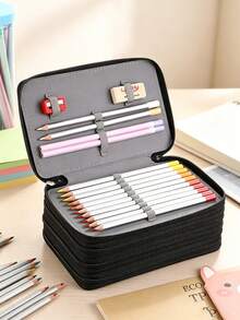 1 Set Customized Multi-Layer Large Capacity Pencil Case, Personalized Photo & Text Printed Pen Bag, Portable Stationery Storage Bag, Suitable For Students Art School Supplies, Multi-Compartment Large Capacity Portable Stationery Bag, Suitable School Art Supplies, Aesthetic - Multicolor - View 5