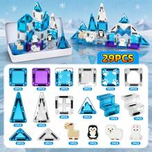 Children's Portable Travel Metal Box Mini Magnetic Tiles Princess Ice Snow Space Building Blocks Educational Toy - Multicolor - View 5