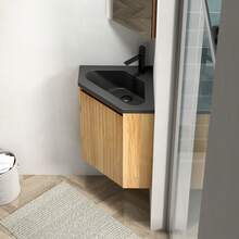 Bathroom Vanity Unit Black And Natural Wood - Space Saving - Black and Natural - View 6