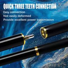 Cyber Lightning Pattern Fiberglass Small Tip Billiard Cue, Glossy Black Blue Gold Gradient Butt, Strong Tech Appearance. Front Shaft Made Of High-Strength Fiberglass One-Piece Molding, Tough And Durable, Resistant To Deformation And Moisture. Three-Tooth Stainless Steel Quick-Lock Joint. 10mm Green Multi-Layer Cowhide Tip For Precise Ball Control. 1/2 Split Portable Design, High Cost-Performance Small Tip Cue For Beginners And Daily Practice. - 094 Cyber Lightning Pattern (10mm) - View 6